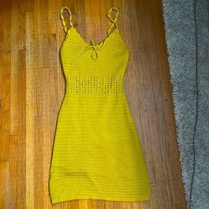 urban outfitters mustard yellow crochet dress, size s
